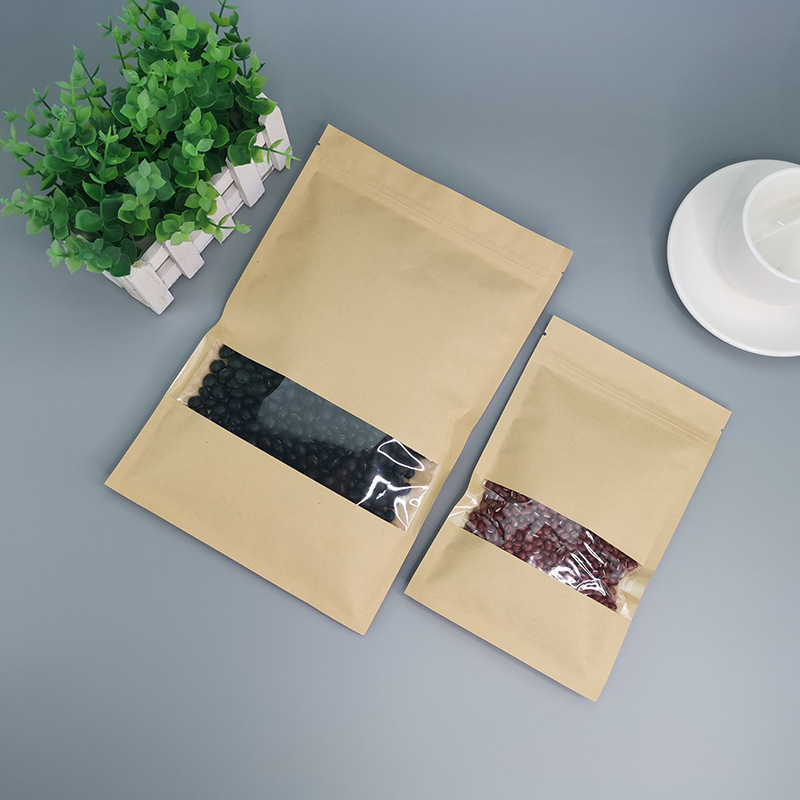 Kraft Paper Ziplock Bag Window Flat Bottom Bag Paper Bag Manufacturers