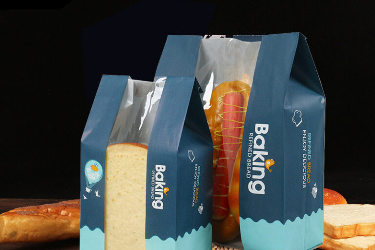 Blue bread paper bag with half open window (1)