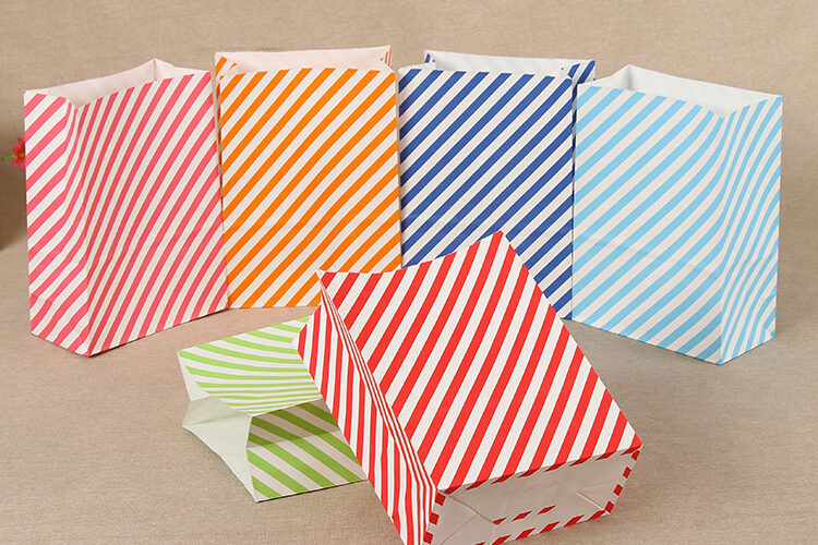 Candy color diagonal stripe paper bag (4)