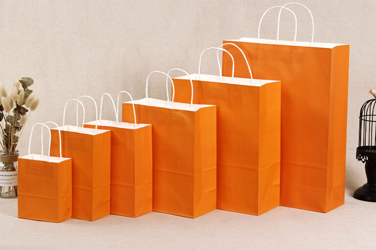 Orange multi-specification kraft paper handbag (2)