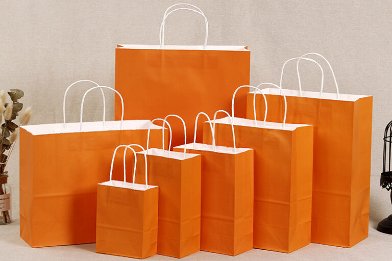 Orange multi-specification kraft paper handbag (4)