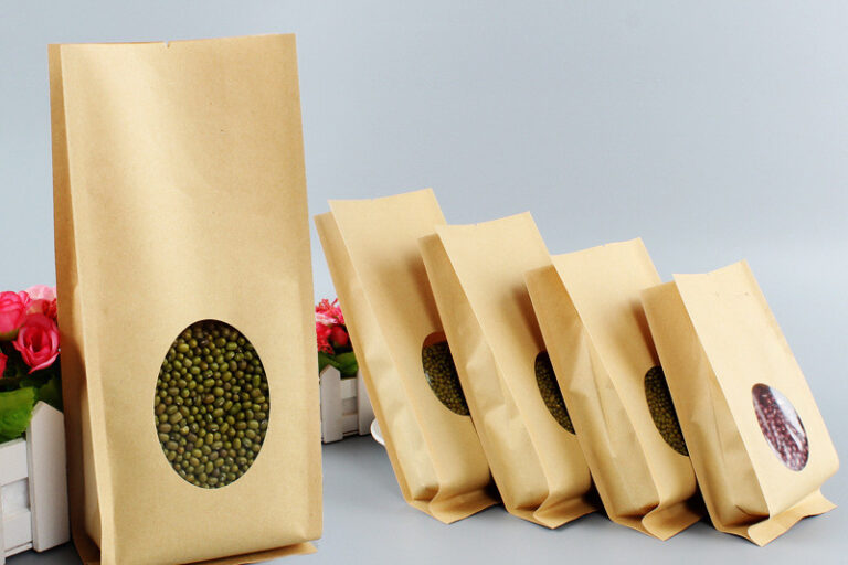 Oval window kraft food paper bag