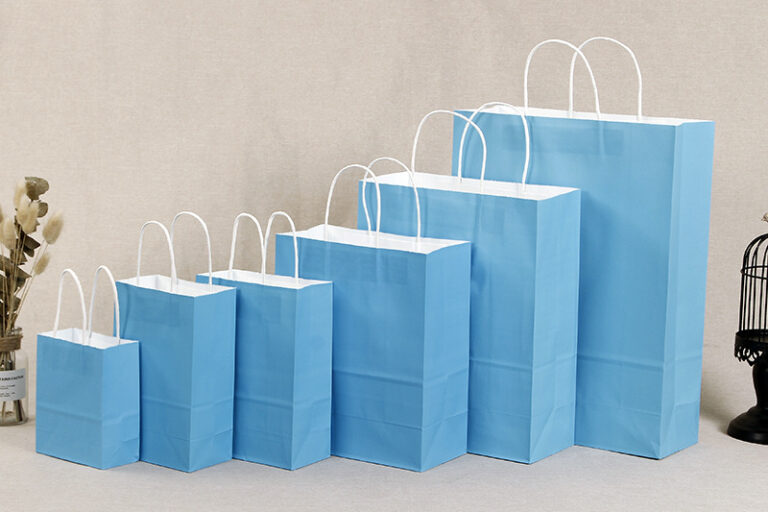 Spot blue kraft paper bag wholesale (2)