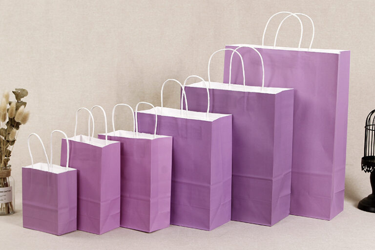Vertical purple kraft paper bag wholesale (4)