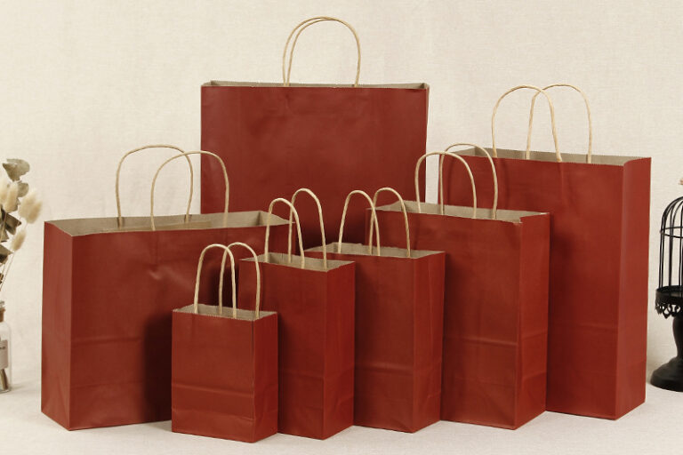 Vintage red kraft paper bag wholesale (5)