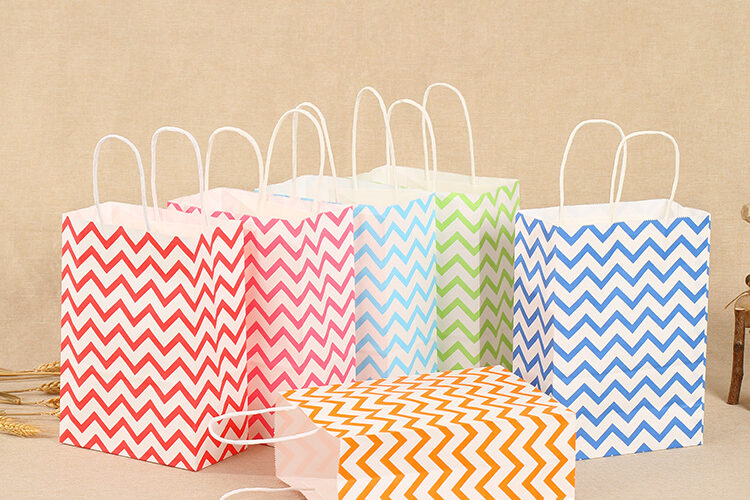 Wave pattern color kraft paper bag (2)