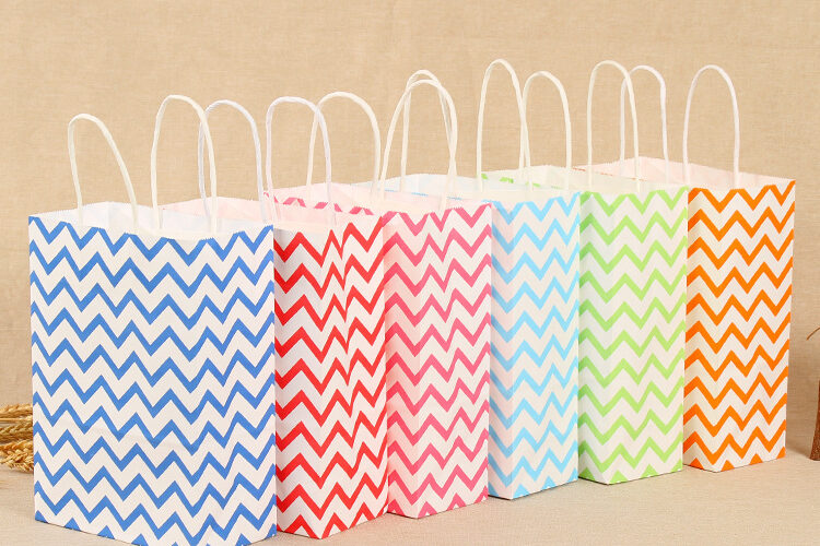 Wave pattern color kraft paper bag (4)