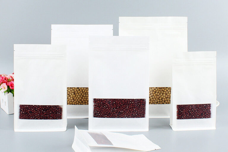 White kraft paper food paper bag with window (1)