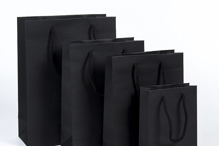 Hand-held black cardboard folding shopping bag (3)