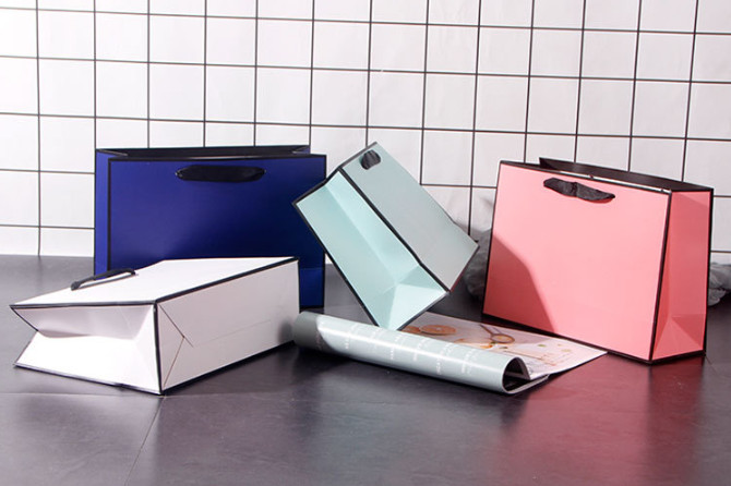 Square customized color printing shopping paper bag (3)