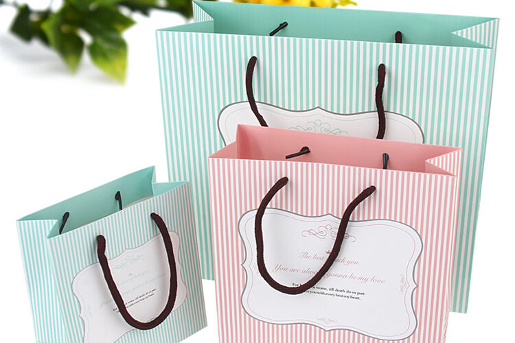 Striped cosmetics clothing shopping bag (5)