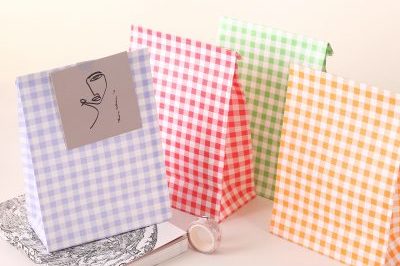 Korean Style Ins Macron Color Plaid Paper Bag (5)