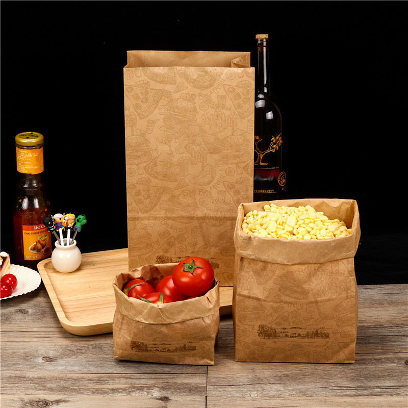 Eco-friendly biodegradable kraft paper takeaway food bags