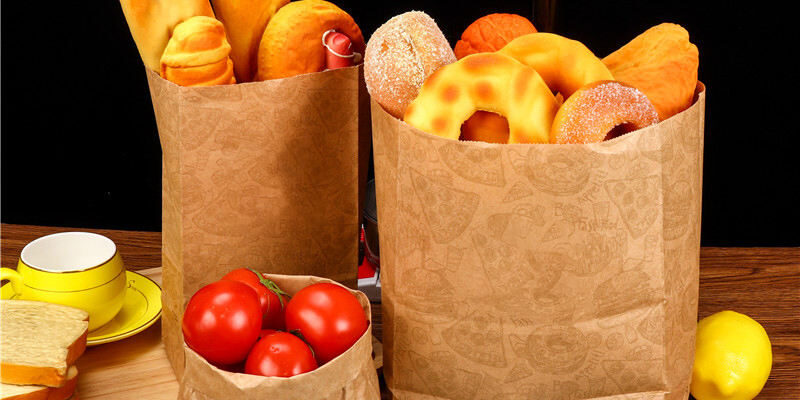 Eco-friendly biodegradable kraft paper takeaway food bags