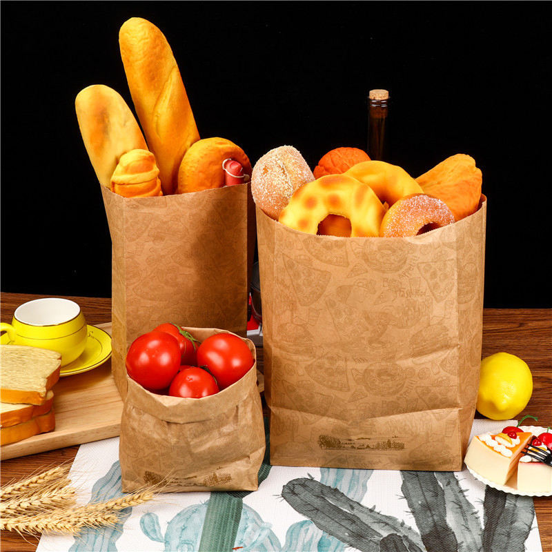 Eco-friendly biodegradable kraft paper takeaway food bags
