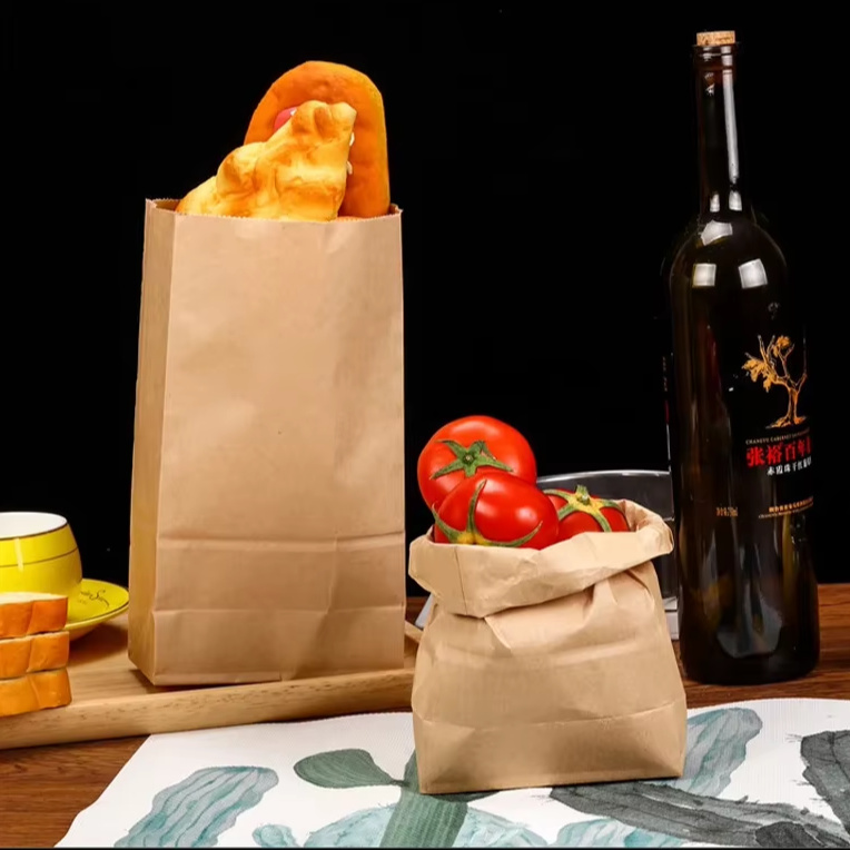 Eco-friendly biodegradable kraft paper takeaway food bags