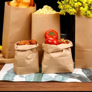 Eco-friendly biodegradable kraft paper takeaway food bags