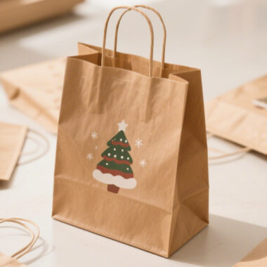 Durable eco-friendly Christmas gift paper bags for holiday packaging