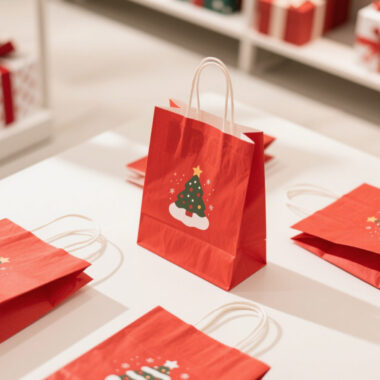 Durable eco-friendly Christmas gift paper bags for holiday packaging