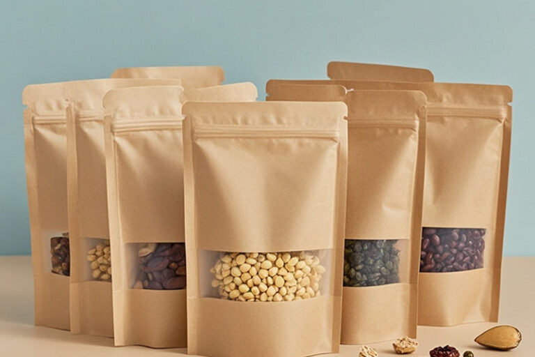 Custom Eco-Friendly Paper Pouch with Window (2) Eco-friendly paper pouch with transparent window