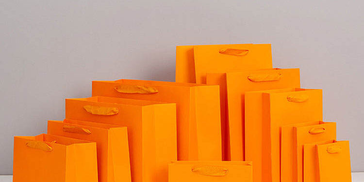 Custom logo gift shopping paper bags for retail and brand packaging