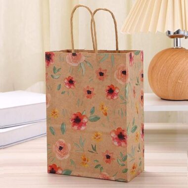Printed brown kraft paper bags for retail and bakery packaging