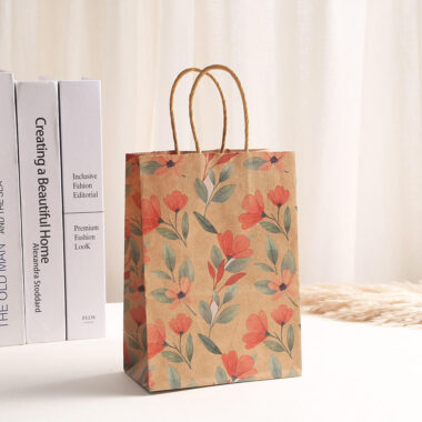 Printed brown kraft paper bags for retail and bakery packaging