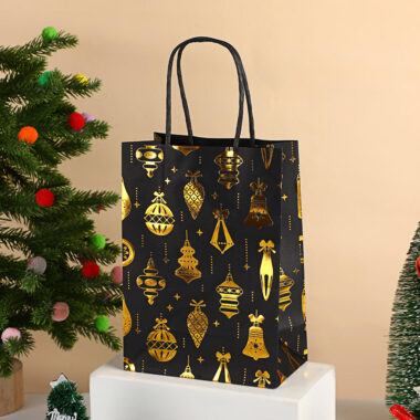 Custom Christmas tree printed kraft paper gift bags