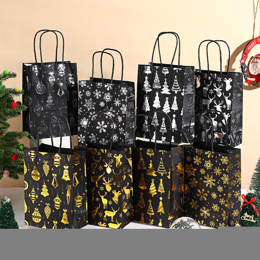 Custom Christmas tree printed kraft paper gift bags