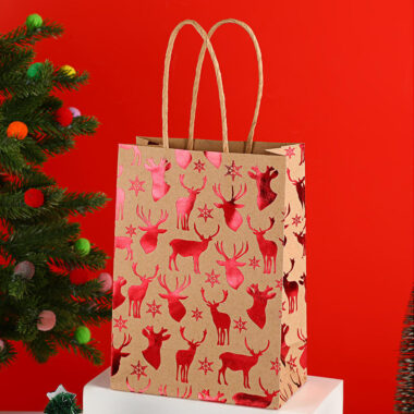Custom Christmas tree printed kraft paper gift bags