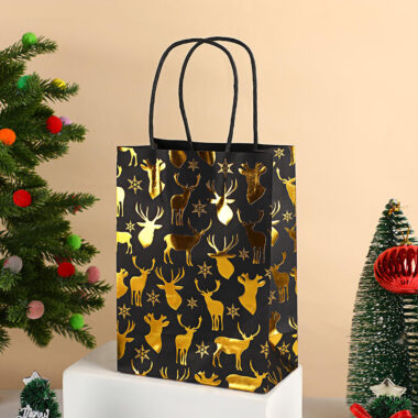 Custom Christmas tree printed kraft paper gift bags