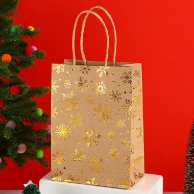 Custom Christmas tree printed kraft paper gift bags