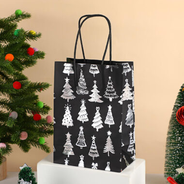 Custom Christmas tree printed kraft paper gift bags