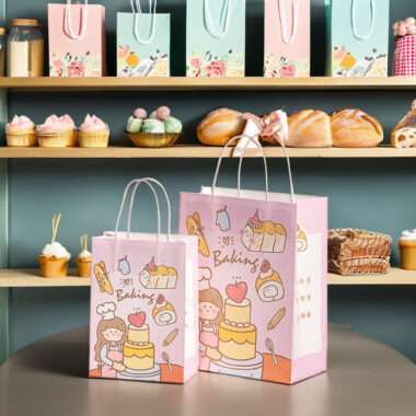 Wholesale cute cartoon birthday bakery gift paper bags