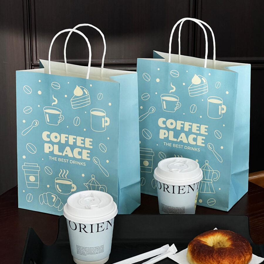 Kraft paper bags for bakery and coffee shop packaging