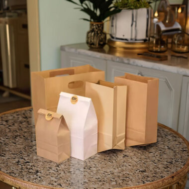 Biodegradable kraft paper food bags for snacks and bakery