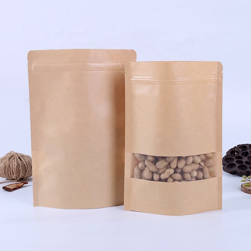 Biodegradable kraft paper food pouches with window