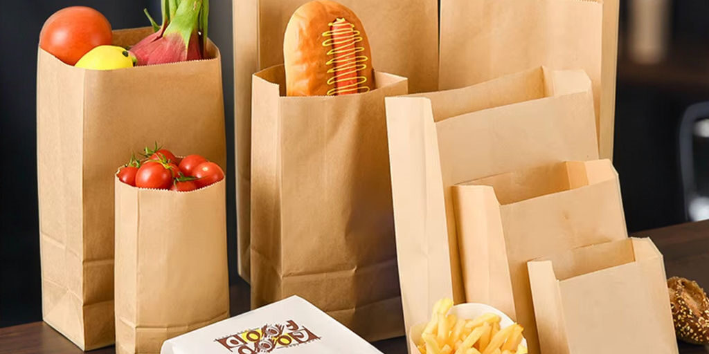 Biodegradable kraft paper food bags for snacks and bakery