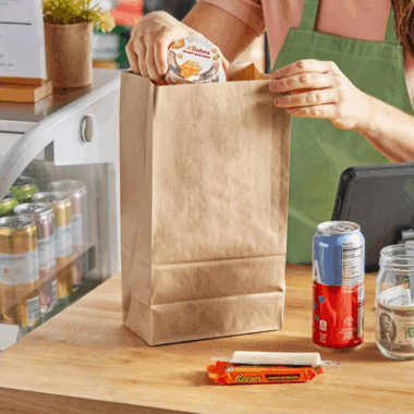 Biodegradable kraft paper food bags for snacks and bakery