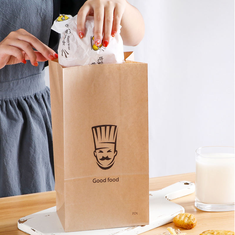 Custom recyclable kraft paper bags for desserts and bread