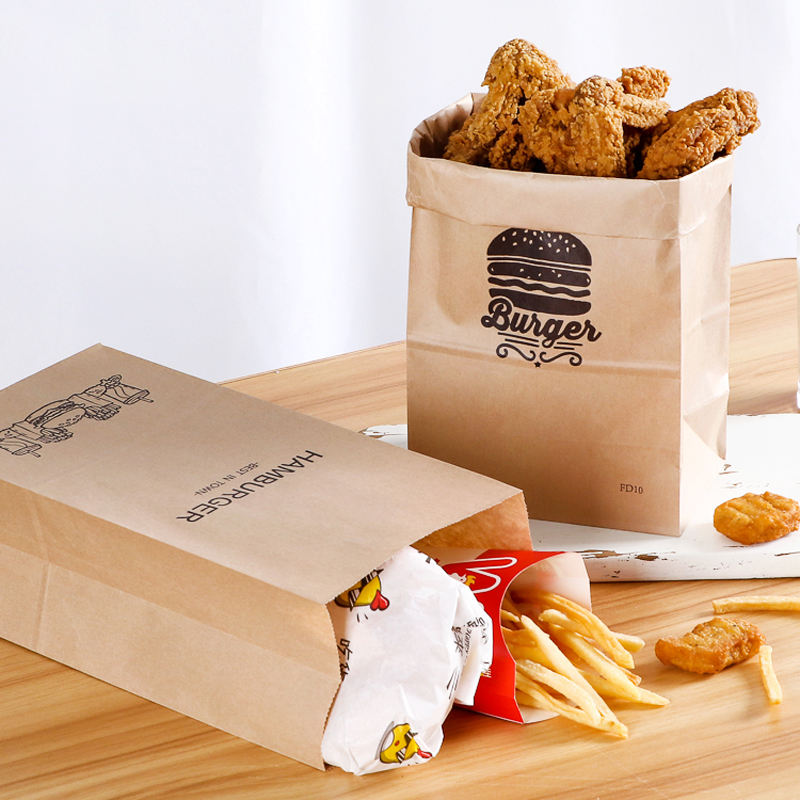 Custom recyclable kraft paper bags for desserts and bread