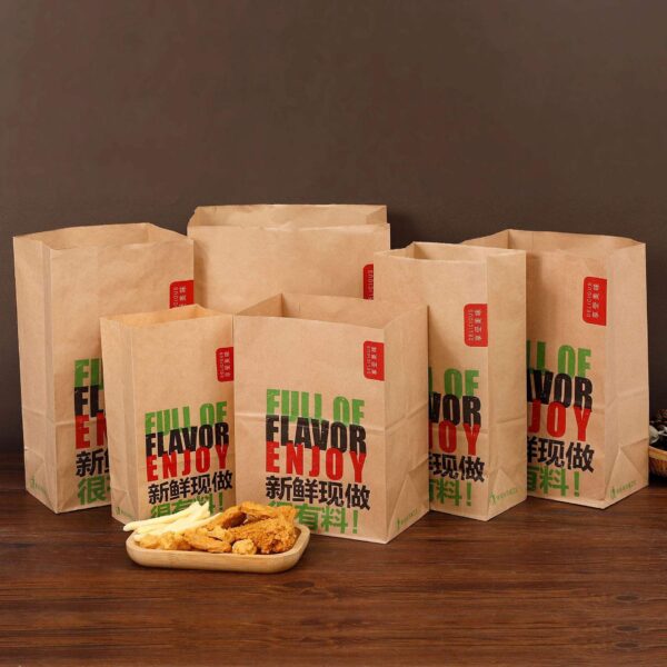 Custom recyclable kraft paper bags for desserts and bread
