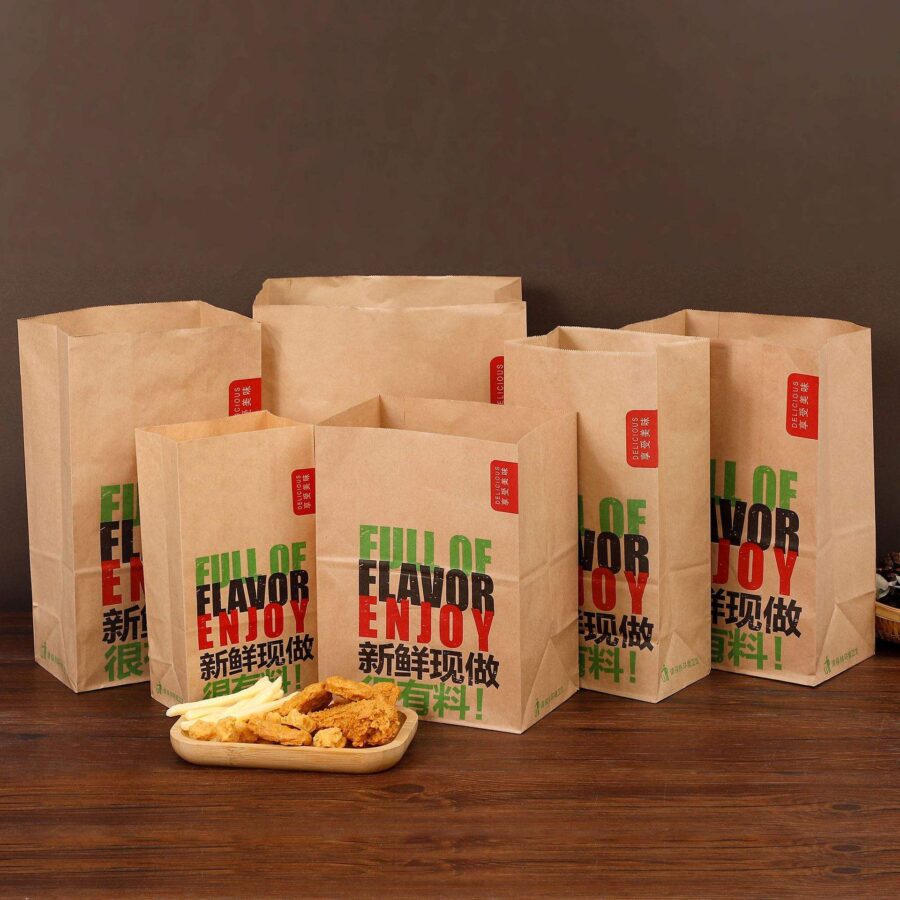 Custom recyclable kraft paper bags for desserts and bread