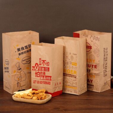 Custom recyclable kraft paper bags for desserts and bread