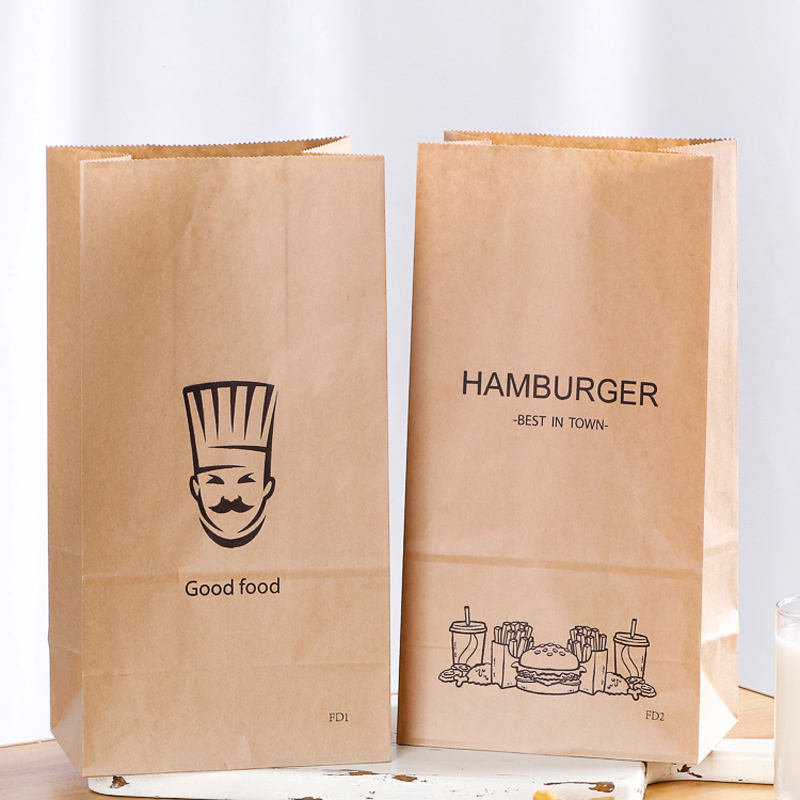 Custom recyclable kraft paper bags for desserts and bread