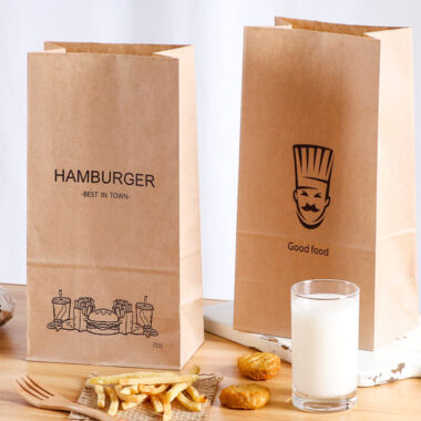 Custom recyclable kraft paper bags for desserts and bread