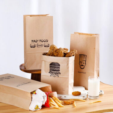 Custom recyclable kraft paper bags for desserts and bread