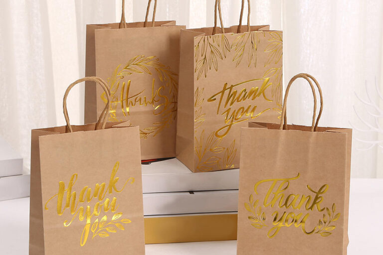 Eco-Friendly Custom Logo Gift Kraft Paper Bags (3) Custom logo kraft paper gift shopping bags for retail and events