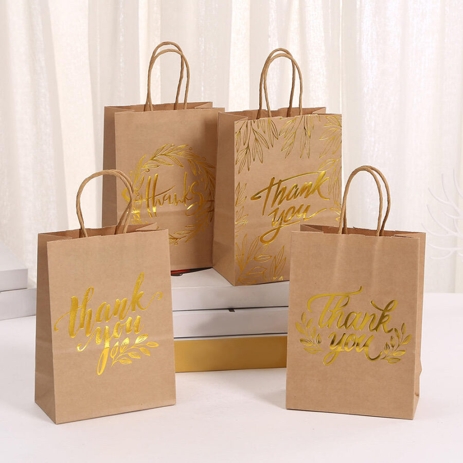 Custom logo kraft paper gift shopping bags for retail and events