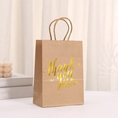 Custom logo kraft paper gift shopping bags for retail and events